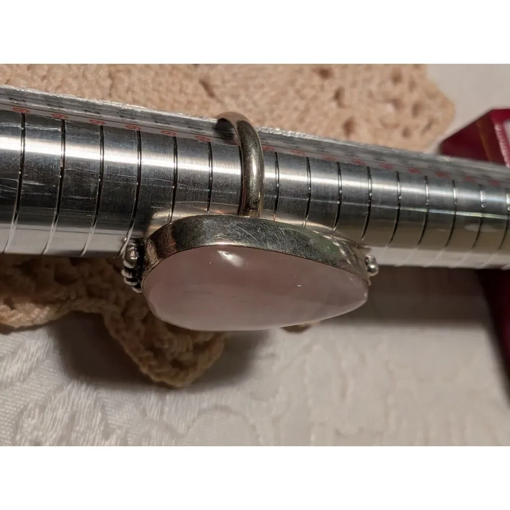 Sterling Silver Ring Large Rose Quartz